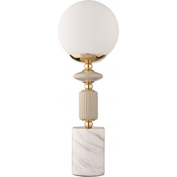 Лампа настольная LUMION VIVIEN 6580/1T CLASSI LN24 E14 1*40W 220V французское золото, серый/белый металл, керамика/стекло